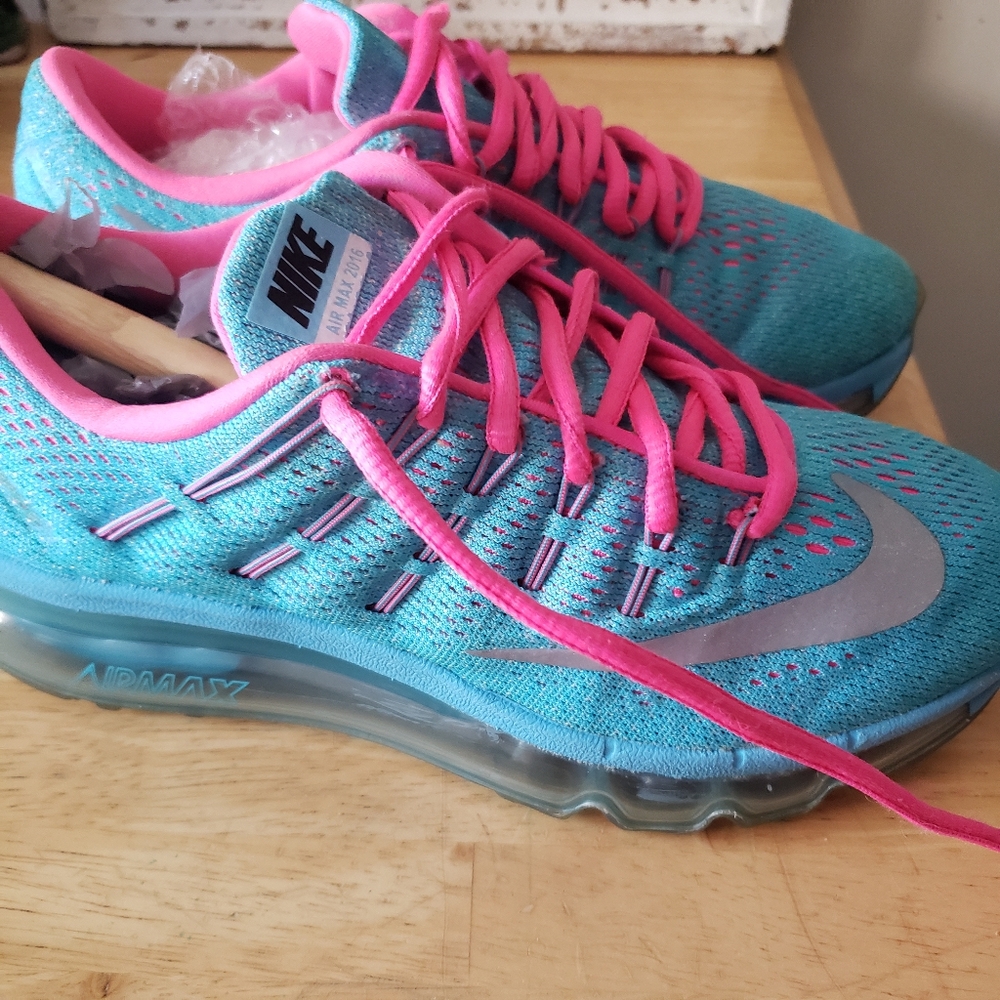 Nike 2016 Air Max Neon Blue&Pink Running Shoes Size 4y Womens 5.5 Deadstock